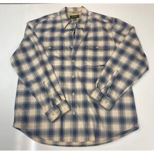 Eddie Bauer blue & beige long sleeve plaid button up Large